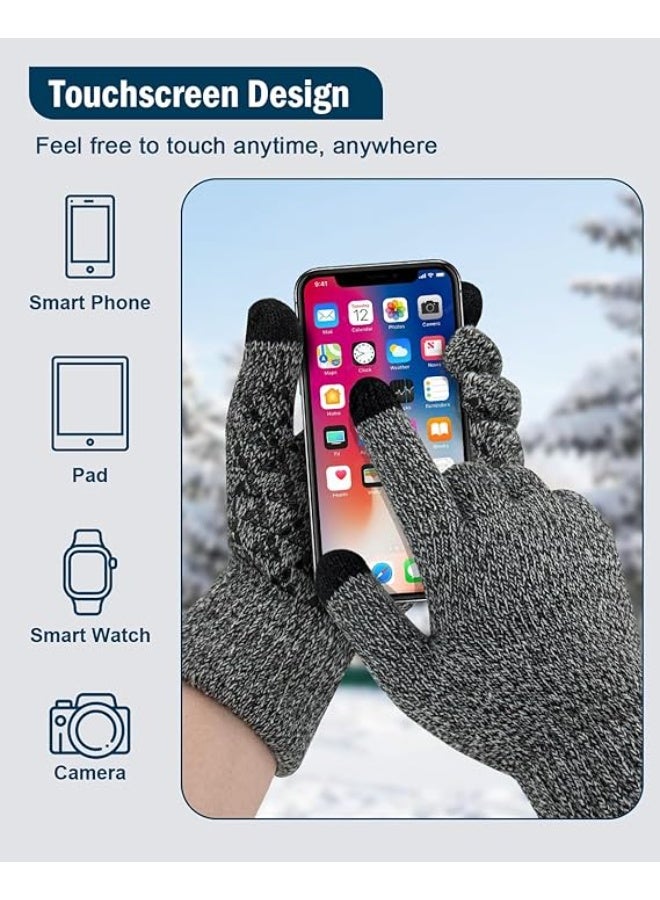 Winter Gloves Thermal Fleece Lining Touch Screen Non Slip Grip Elastic Warm Knitted Gloves for Cycling Running Driving Hiking Men Women - Image 5